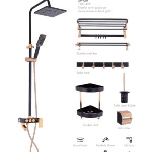 Shower Seven pieces set space aluminium black gold SW-001