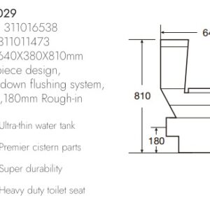 Toilet WC-029 Tank 311016538 P-tap 311016538
